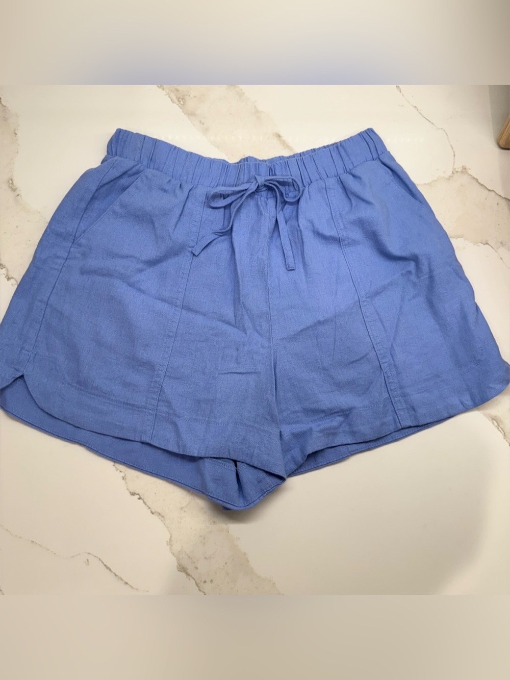 Linen Blend Drawstring Shorts
